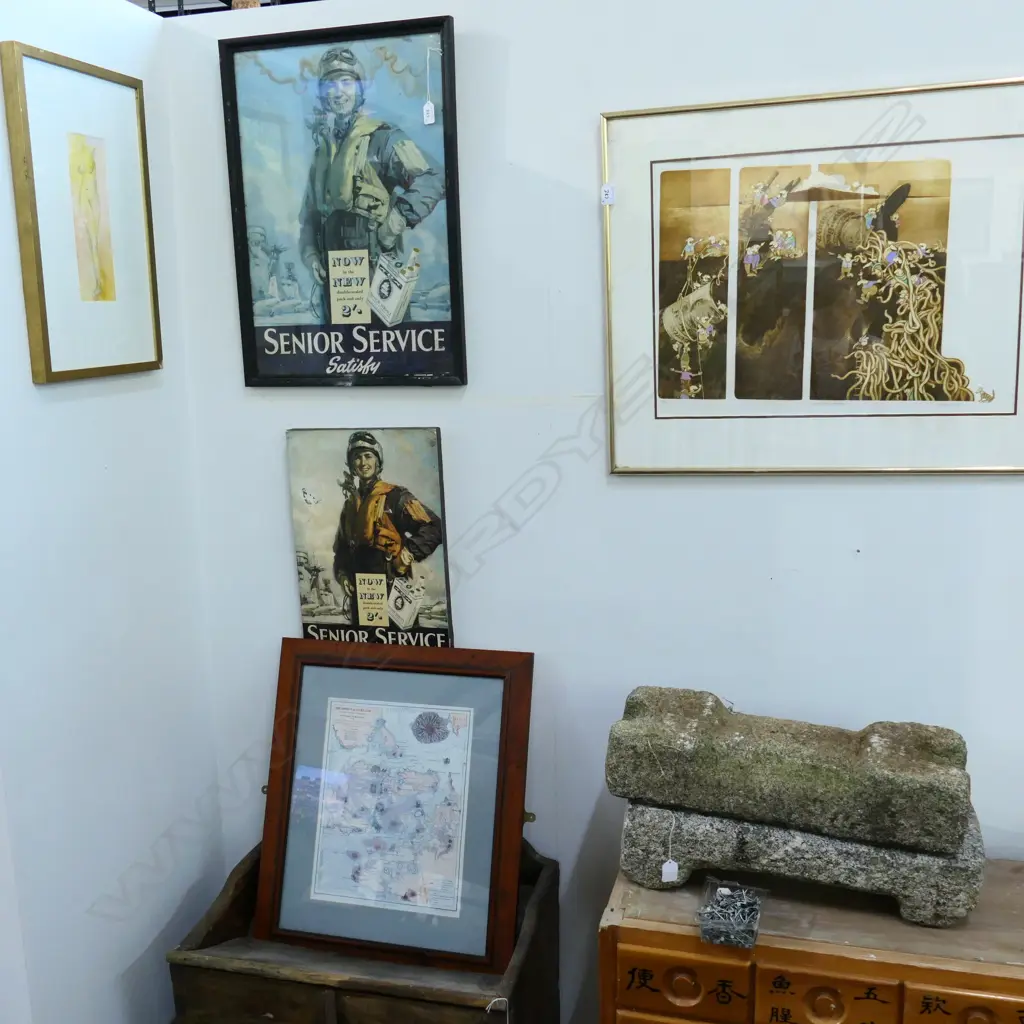 5 PRINTS; 2 SENIOR SERVICE CIGARETTES, NUDE, AUCKLAND MAP, 'BLACKROCK SPAGHETTI' LARGEST 730 X 600 Image 1++