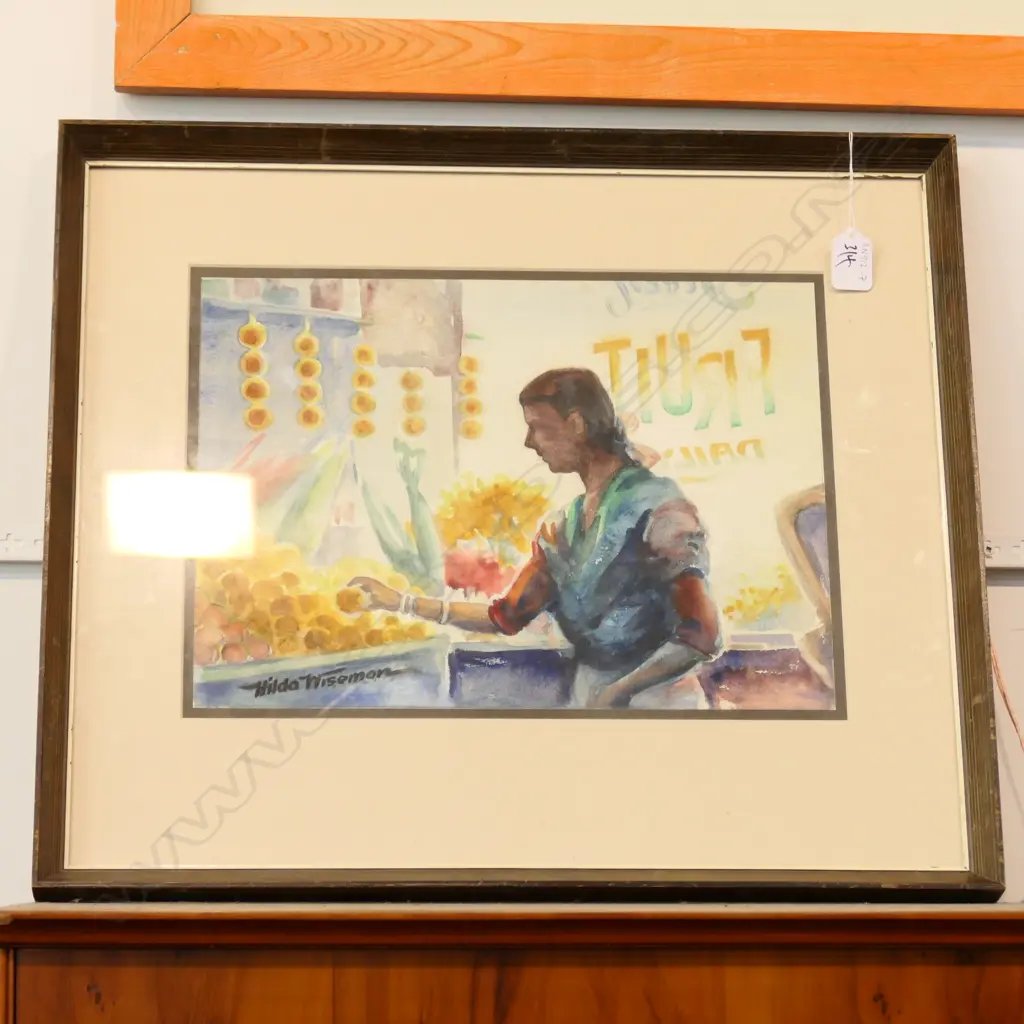 HILDA WISEMAN 1894-1984 W/C 'FRESH FRUIT DAILY' SIGNED Image 1++