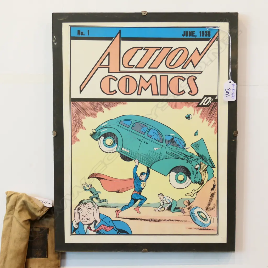 FRAMED ACTION COMIC NO 1 1938 COPY H 430 MM Image 1++