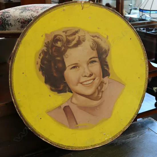 LG VINTAGE SHIRLEY TEMPLE ADVERTISING DISPLAY BOARD, DIA. 604MM