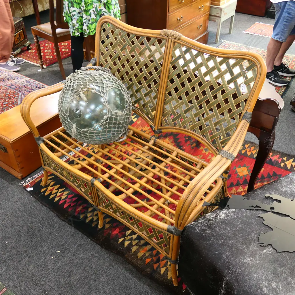 VINTAGE CANE TWO-SEATER COUCH,  1140MM Image 1++