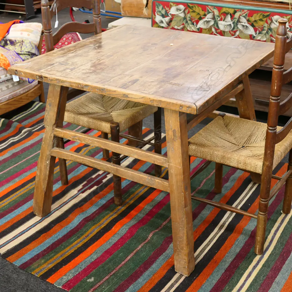 PROVINCIAL CHINESE ELM TABLE 950MM SQ X 780MM H Image 1++