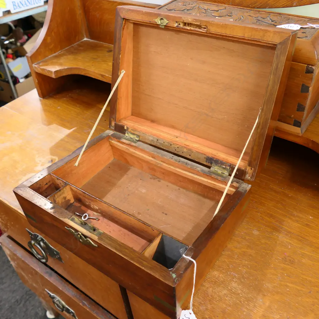 19THC BRASS BOUND WRITING SLOPE INTERIOR MISSING Image 1++