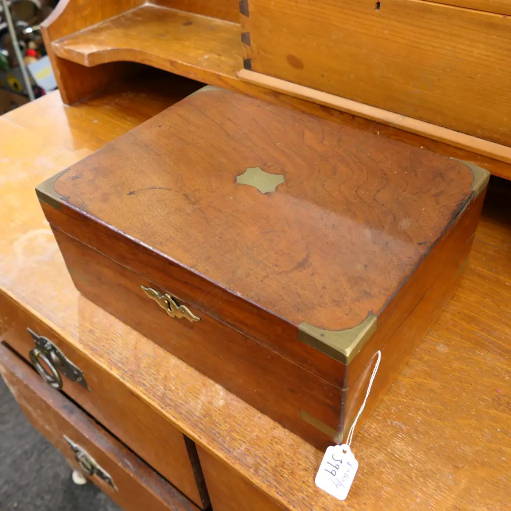 19THC BRASS BOUND WRITING SLOPE INTERIOR MISSING Image 1++