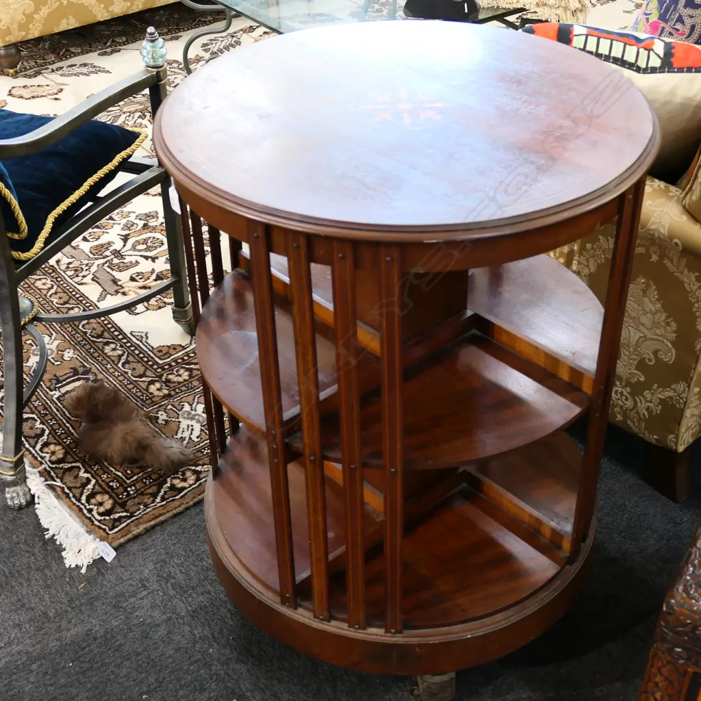 CIRCULAR REVOLVING INLAY BOOK TABLE Image 1++
