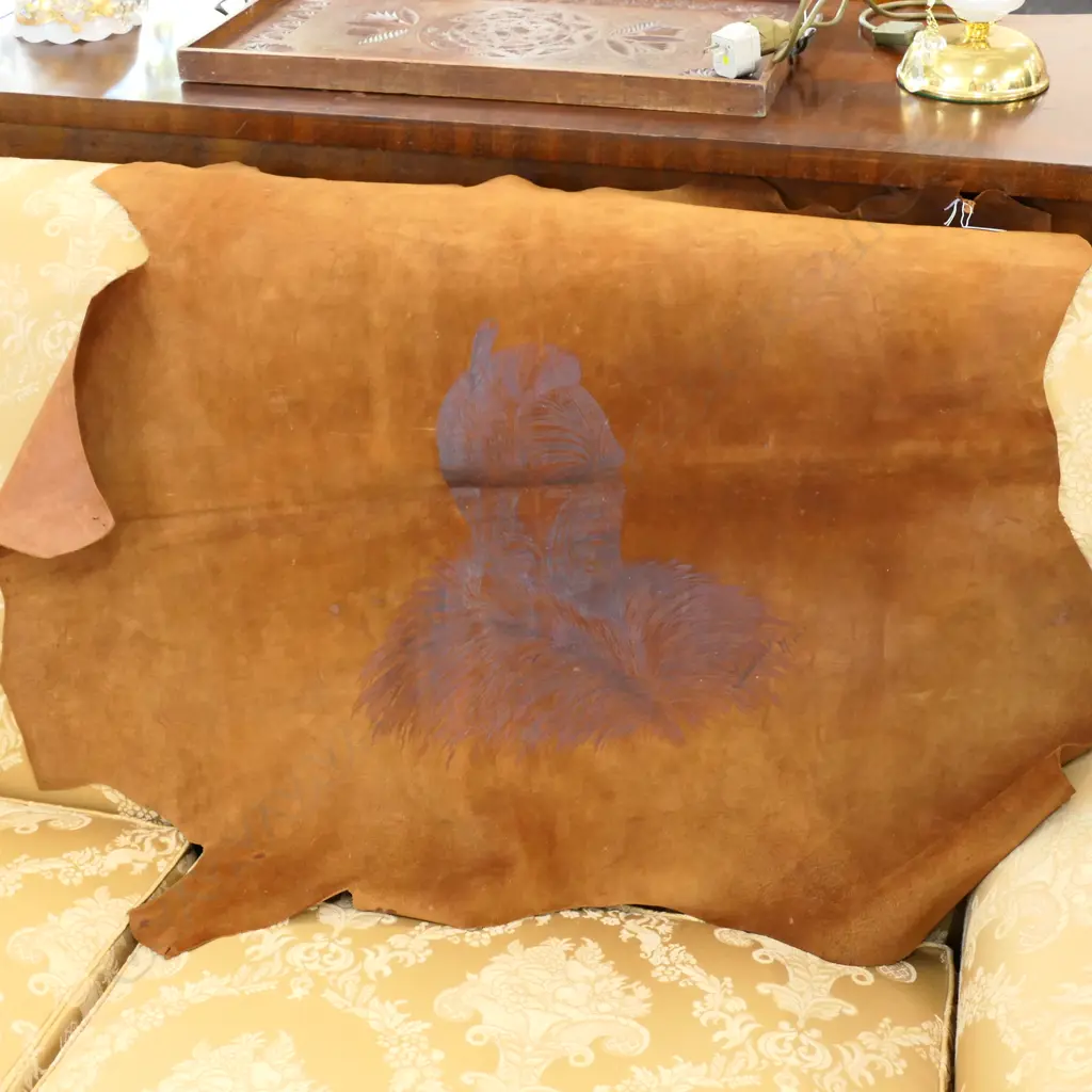 VINTAGE LEATHER HIDE POKER? WORKED MAORI TAWHIAO PORTRAIT.. Image 1++