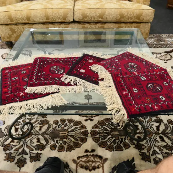 5 HAND WOVEN ALL WOOL TABLE MATS 