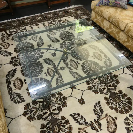 GLASS TOPPED COFFEE TABLE 900MM SQ