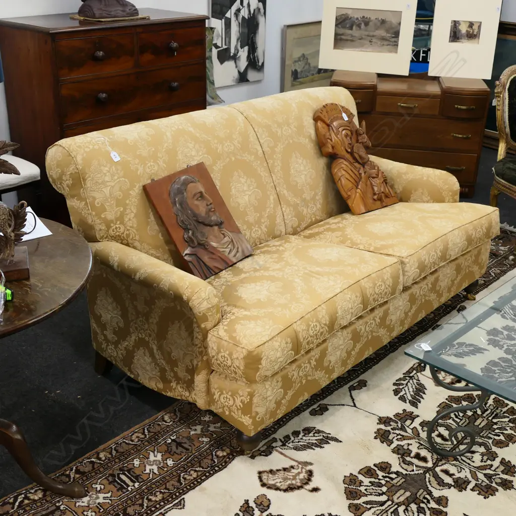 DESIGNER ROLL ARM GOLD SOFA 1600MM L Image 1++