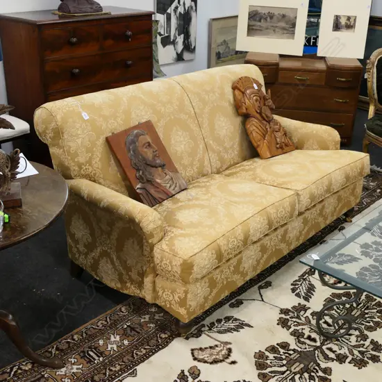 DESIGNER ROLL ARM GOLD SOFA 1600MM L