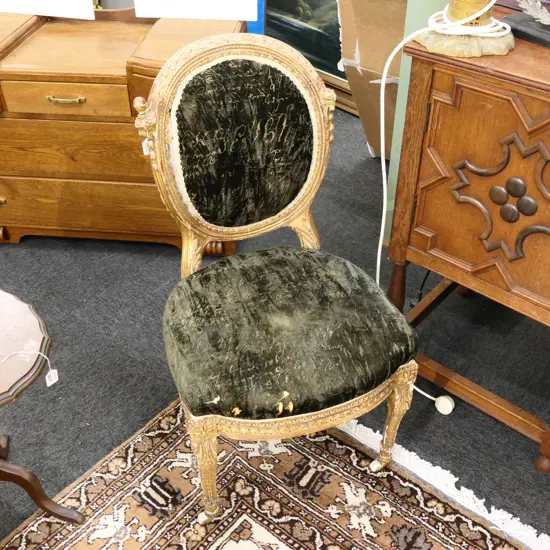 GILT FRENCH CHAIR AF 930MM H 500MM W