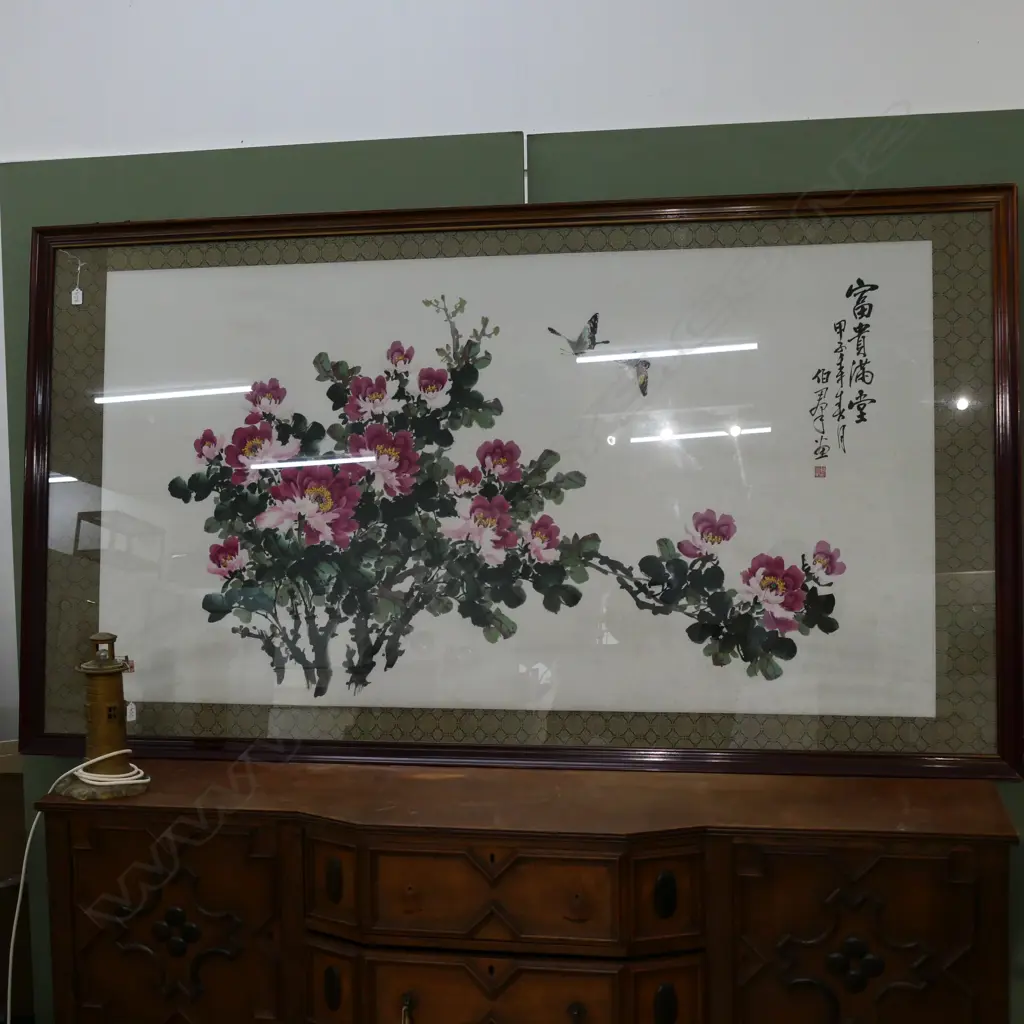 LARGE CHINESE PEONY PAINTING 1220 X 1170 MM Image 1++