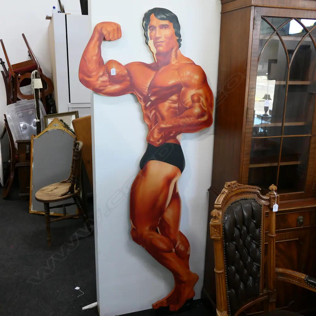 CUT OUT ARNOLD SCHWARZENEGGER 1900MM BY PAUL PATTIE EX SNAKE STUDIOS C 1980 Image 1++