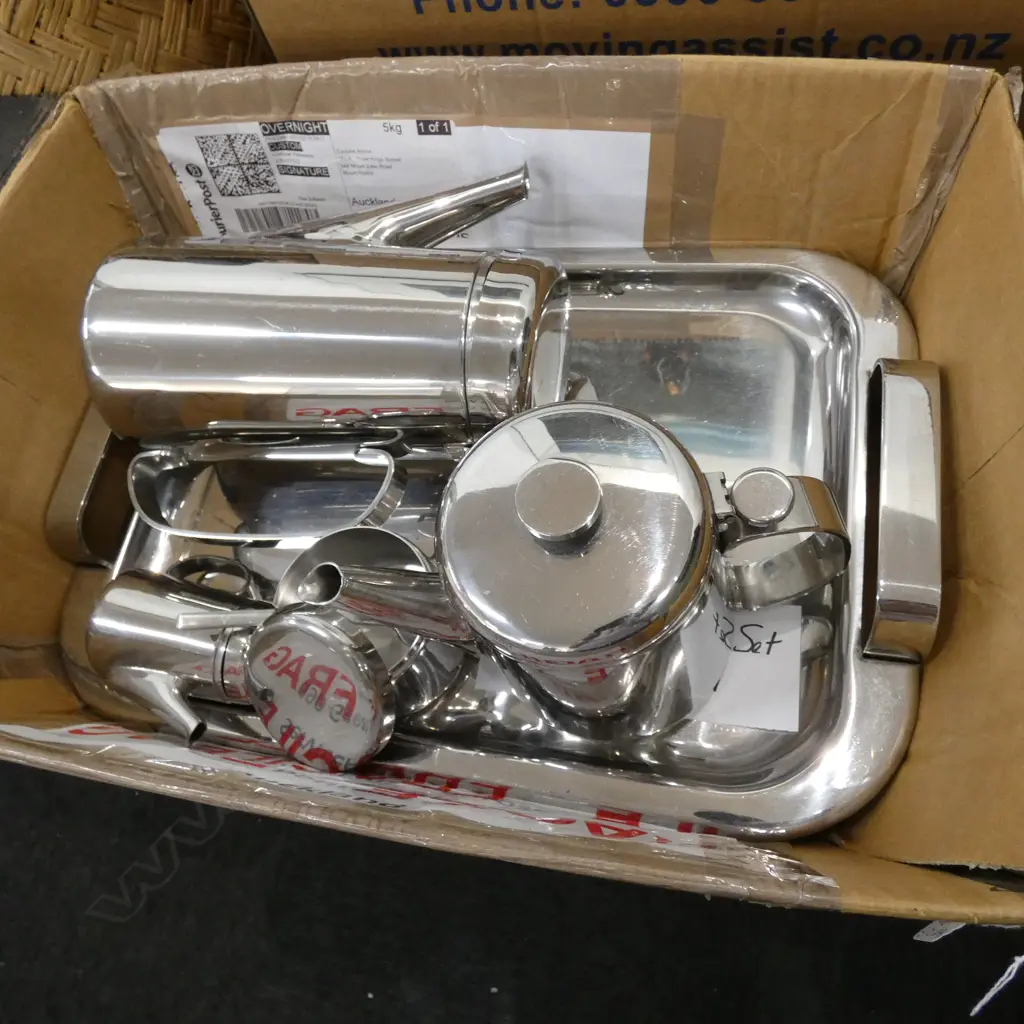 BOX LOT WMF GERMAN STAINLESS STEEL TEA COFFE SET Image 1++