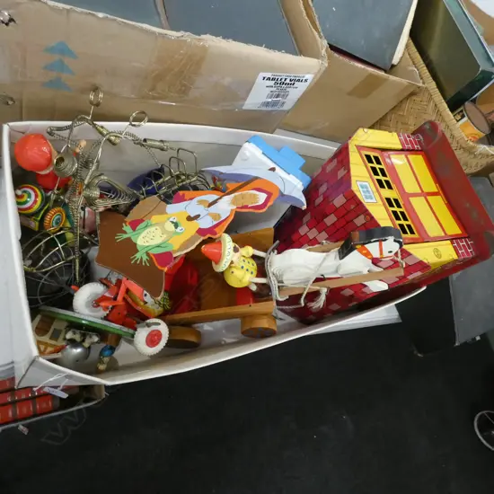 BOX LOT VINTAGE TIN TOYS