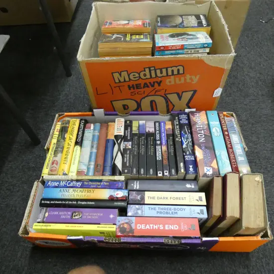 2 BOXES OF SCI FI BOOKS