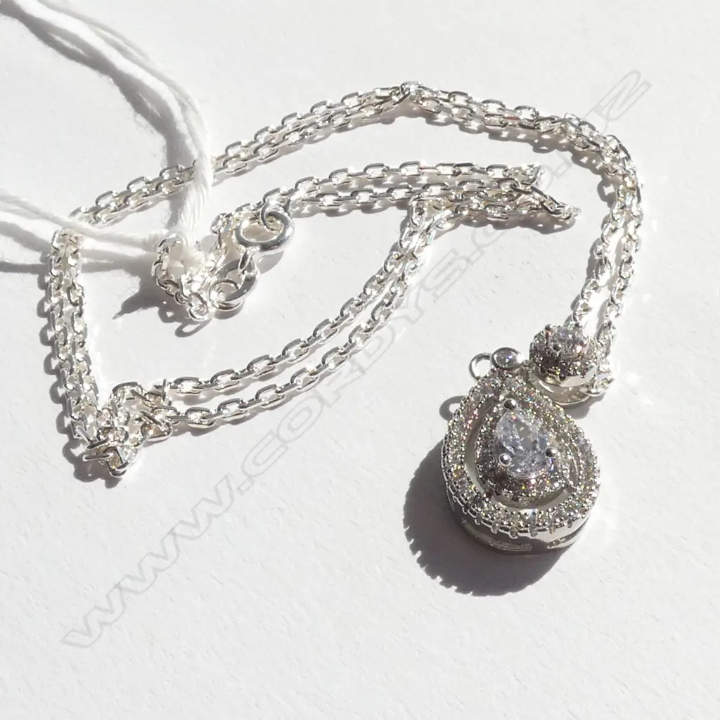 SILVER MOUNTED FAUX  DIAMOND PENDANT Image 1++