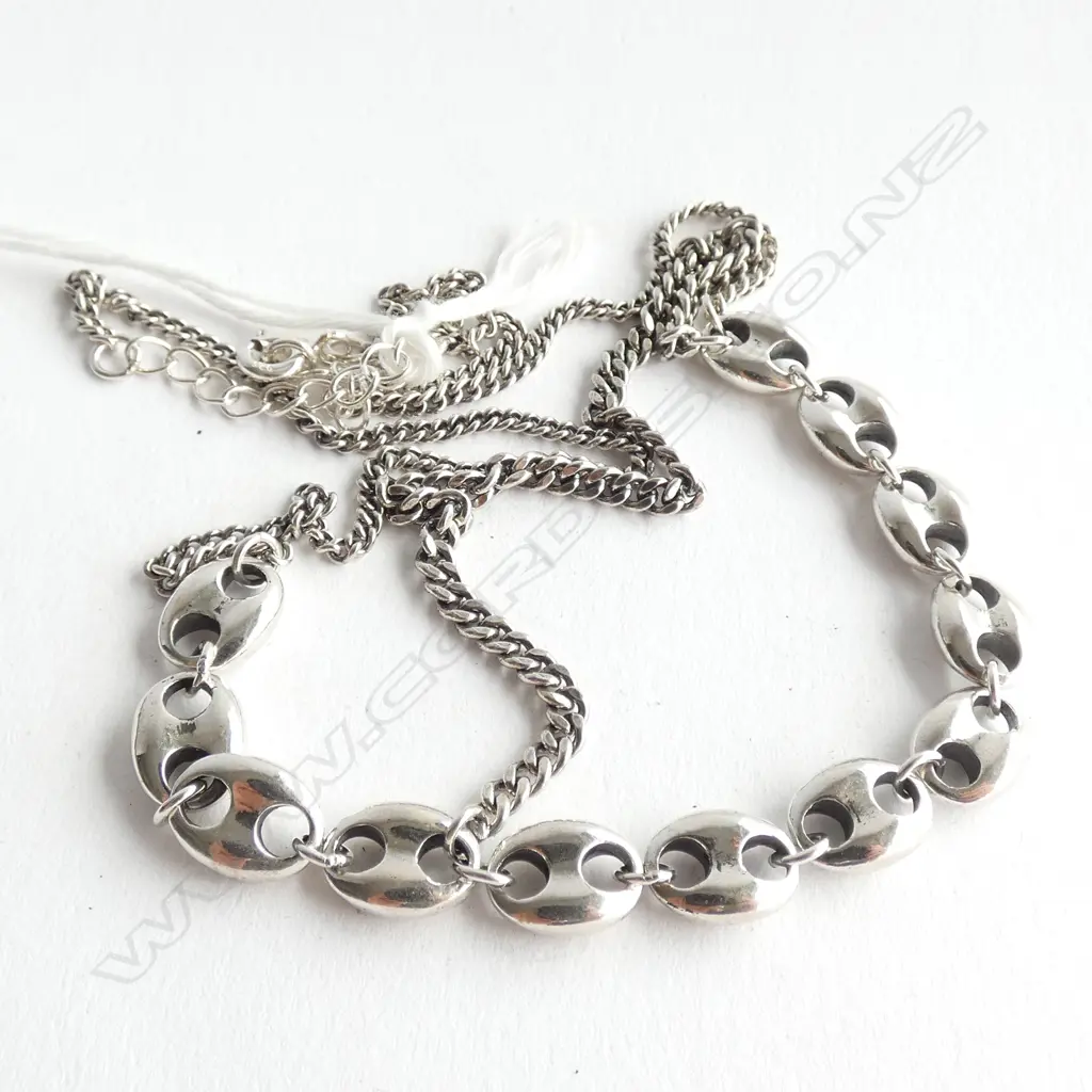 FANCY SILVER LINK NECKLACE 16.5gm Image 1++