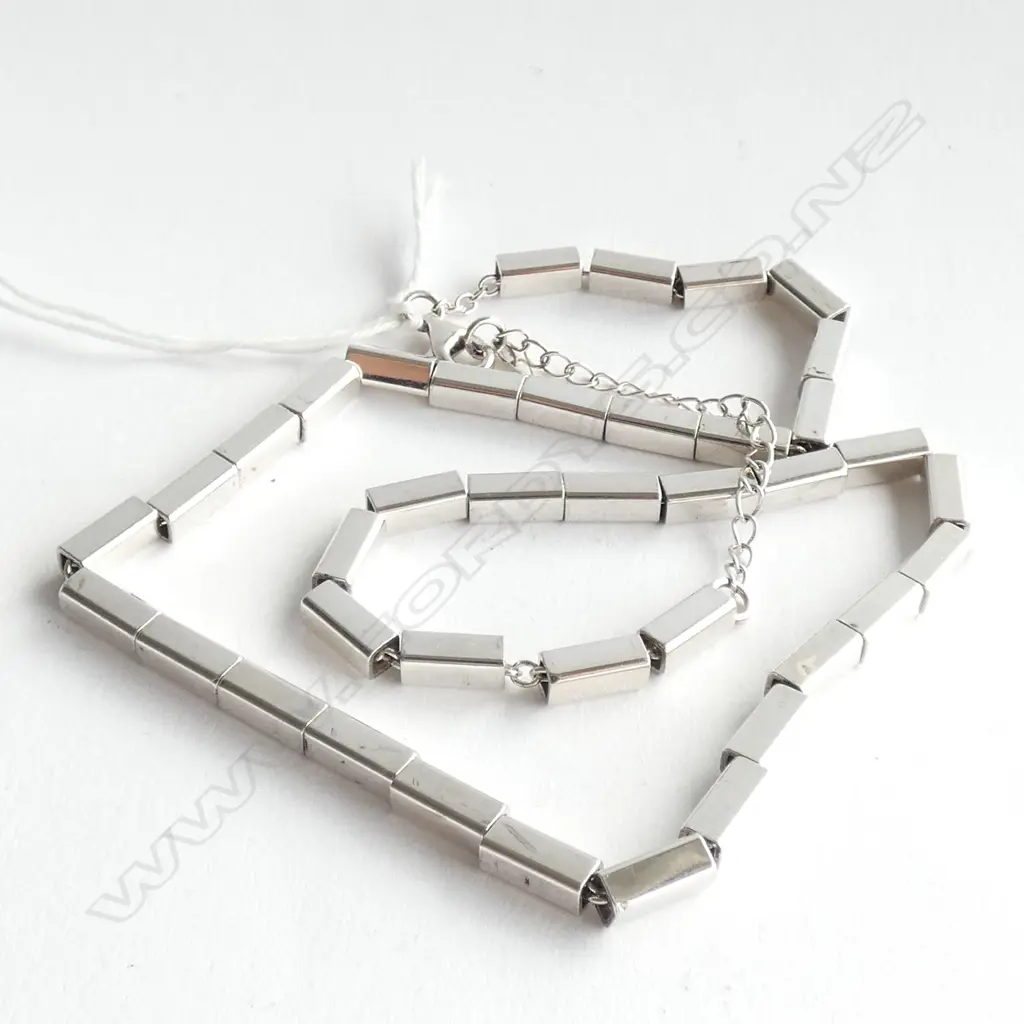 FANCY SILVER CHAIN LINK NECKLACE 34.6gm Image 1++