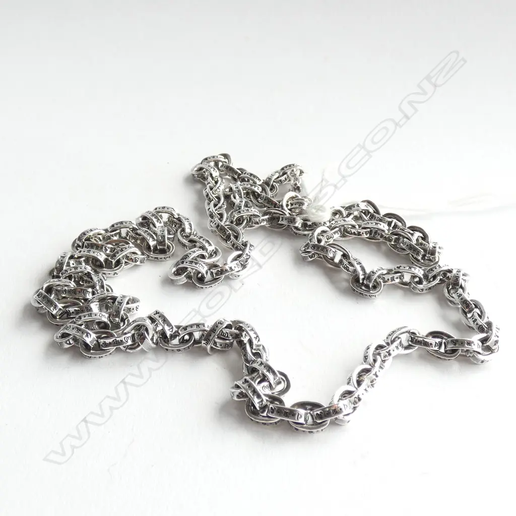 FANCY SILVER CHAIN NECKLACE 42.8gm Image 1++