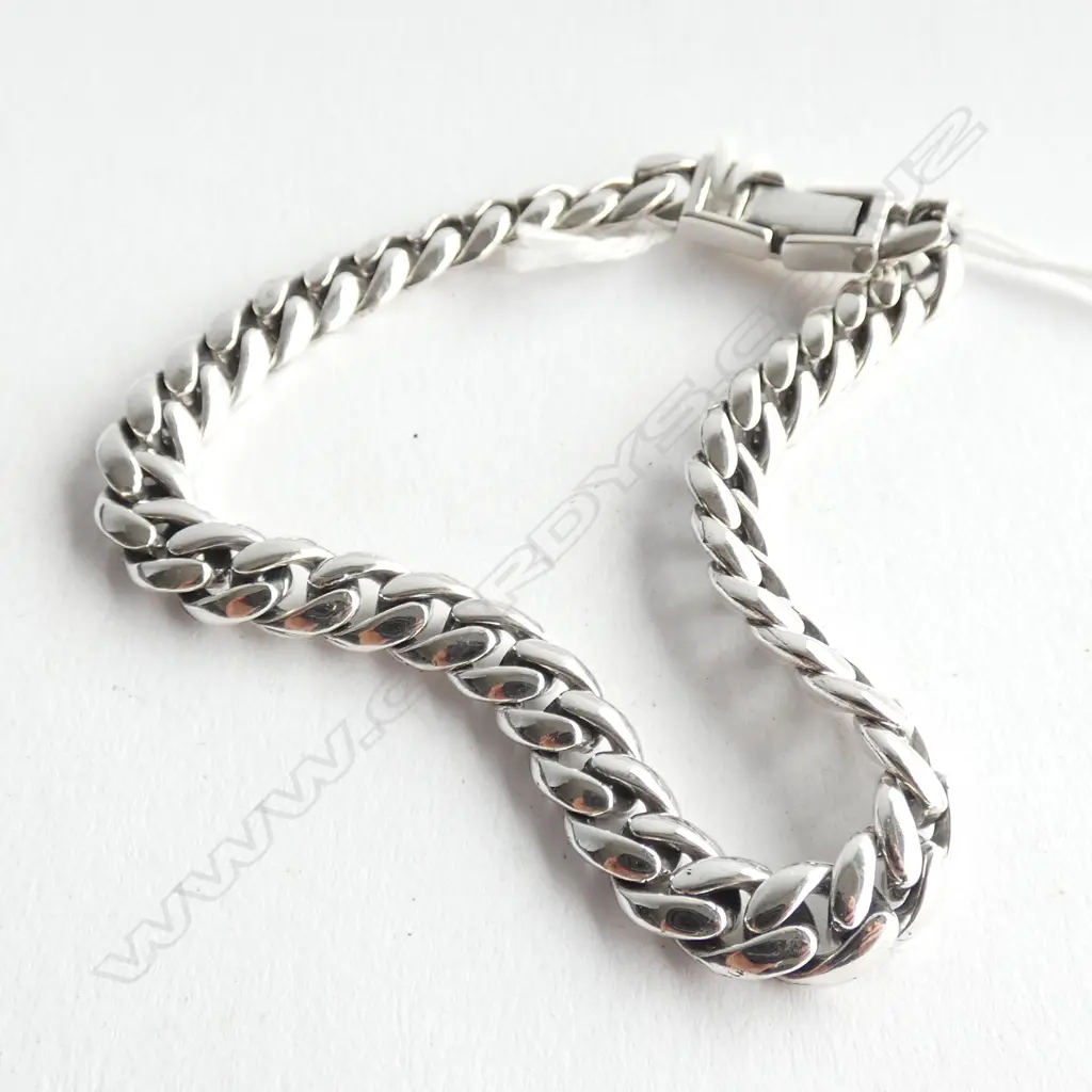 SILVER CURB LINK BRACELET 21.2gm Image 1++