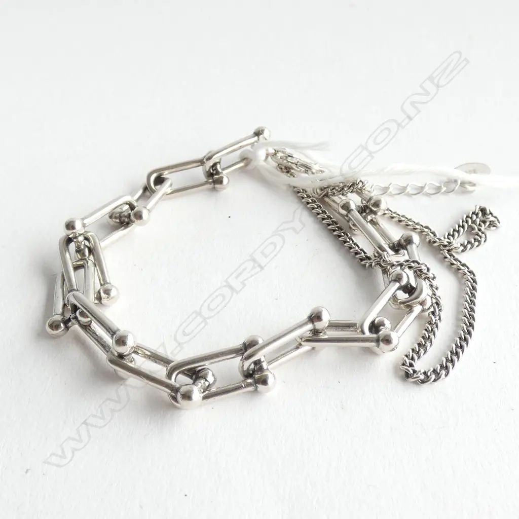 FANCY SILVER LINK BRACELET 13.5gm Image 1++