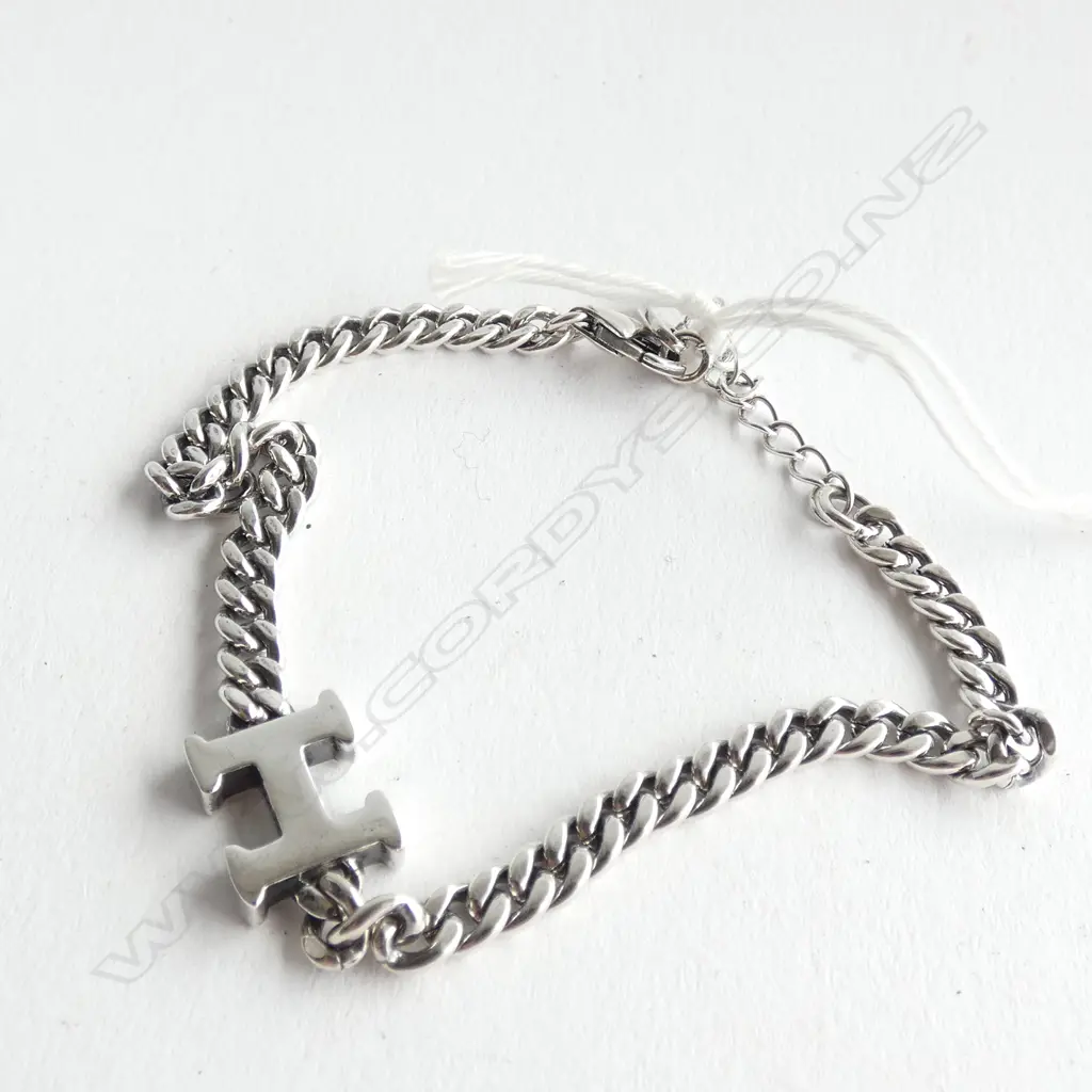 SILVER CHAIN AND 'H' BRACELET 8.1gm Image 1++