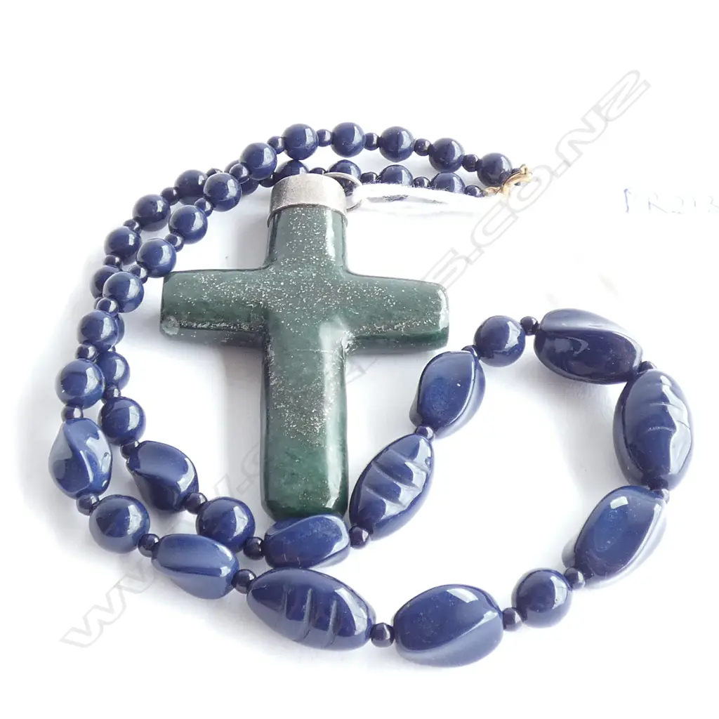 LAPIS NECKLACE & CROSS AF Image 1++