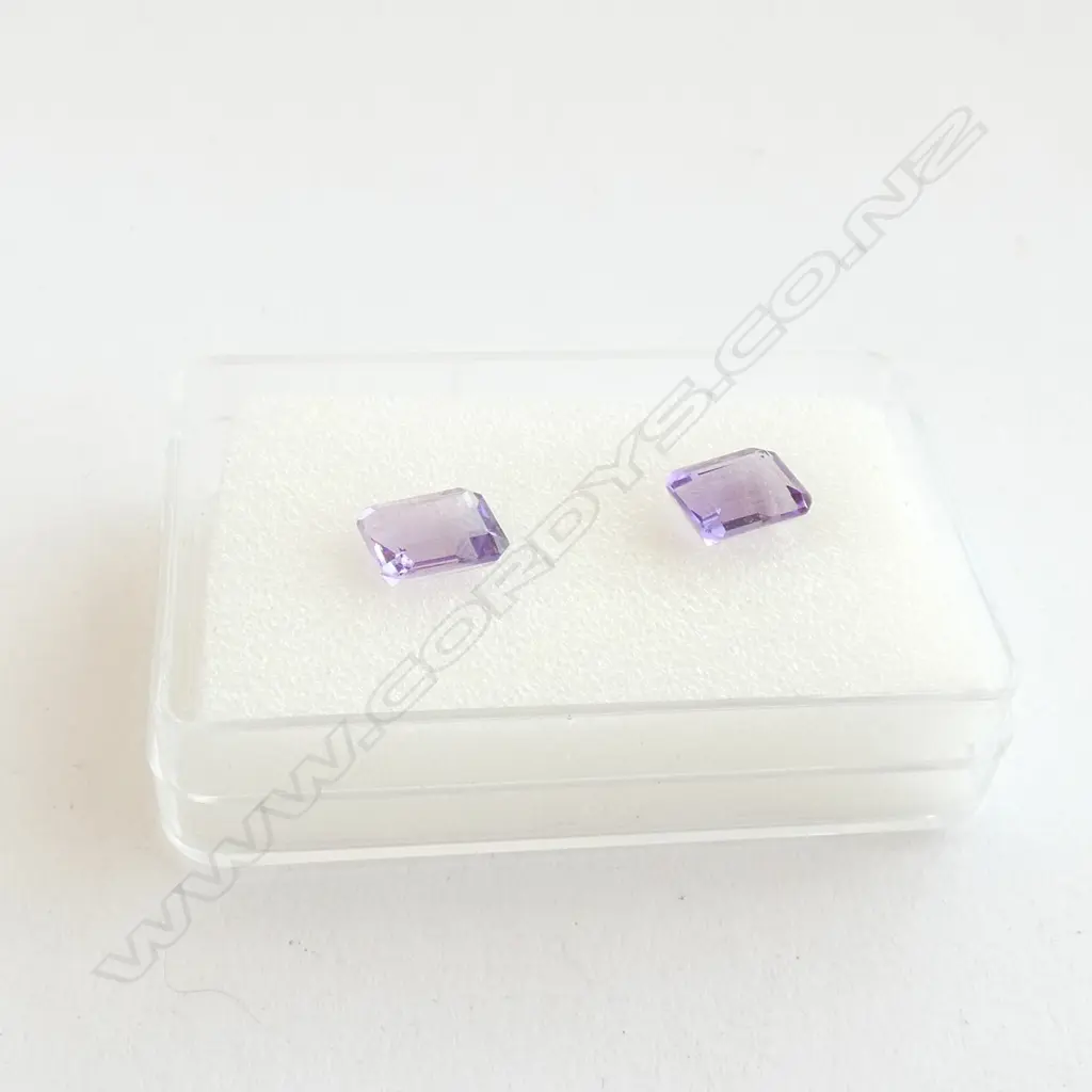 PR EMERALD CUT PURPLE AMETHYSTS 2.3CT EACH Image 1++