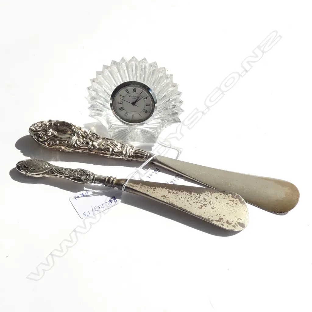 WATERFORD CLOCK W.75mm AF + PR STG SILVER SHOE HORNS Image 1++