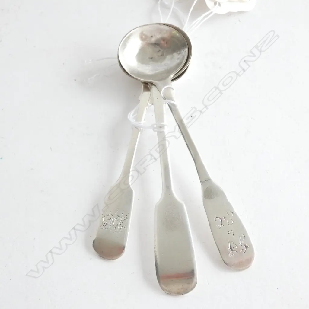3 SILVER MUSTARD SPOONS, LONDON 1851, EXETER 1833 & 1836 Image 1++