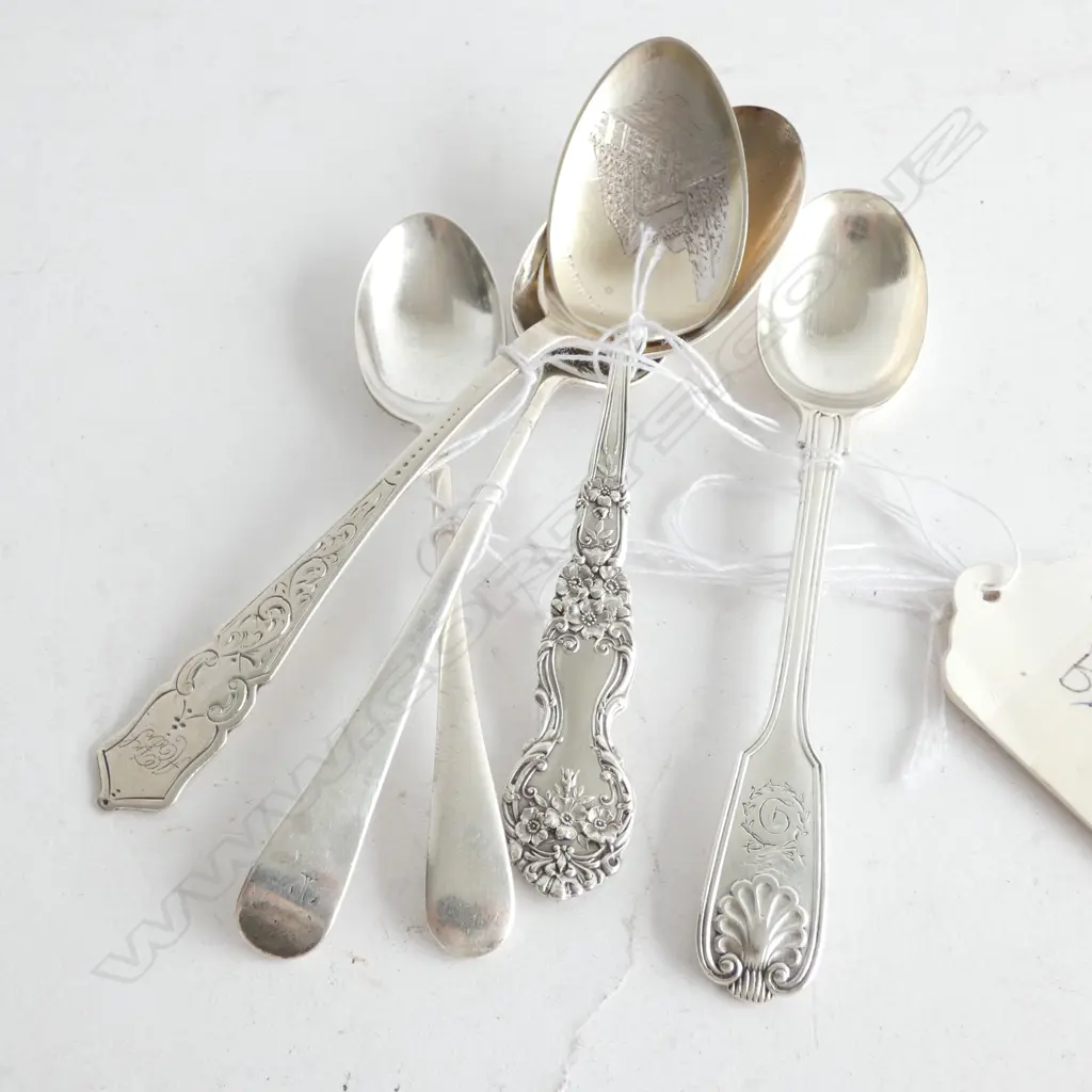 5 SILVER TEASPOONS OF VARIOUS PATTERNS 80gm Image 1++