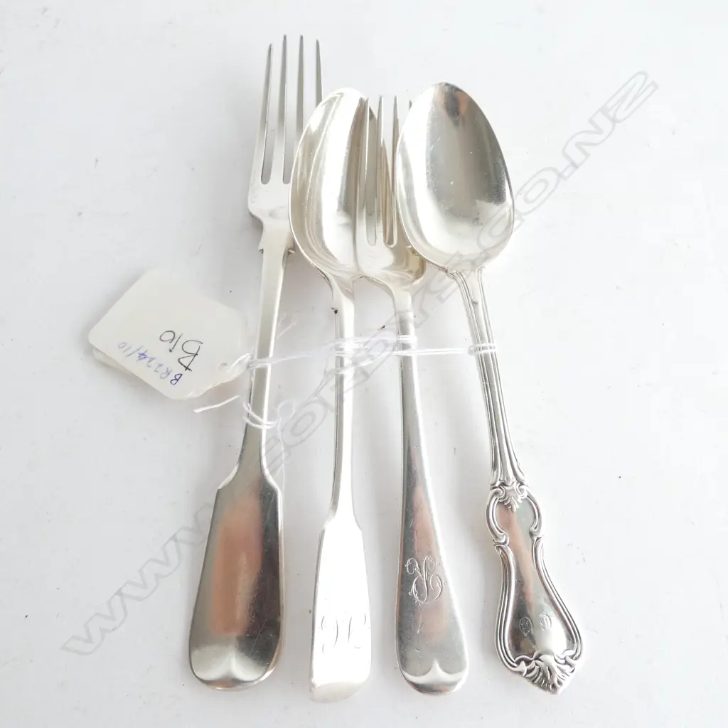 SILVER FORK (LONDON 1829) SPOON (1826) SPOON (1844) & FORK (SHEFF 1907) 216gm Image 1++