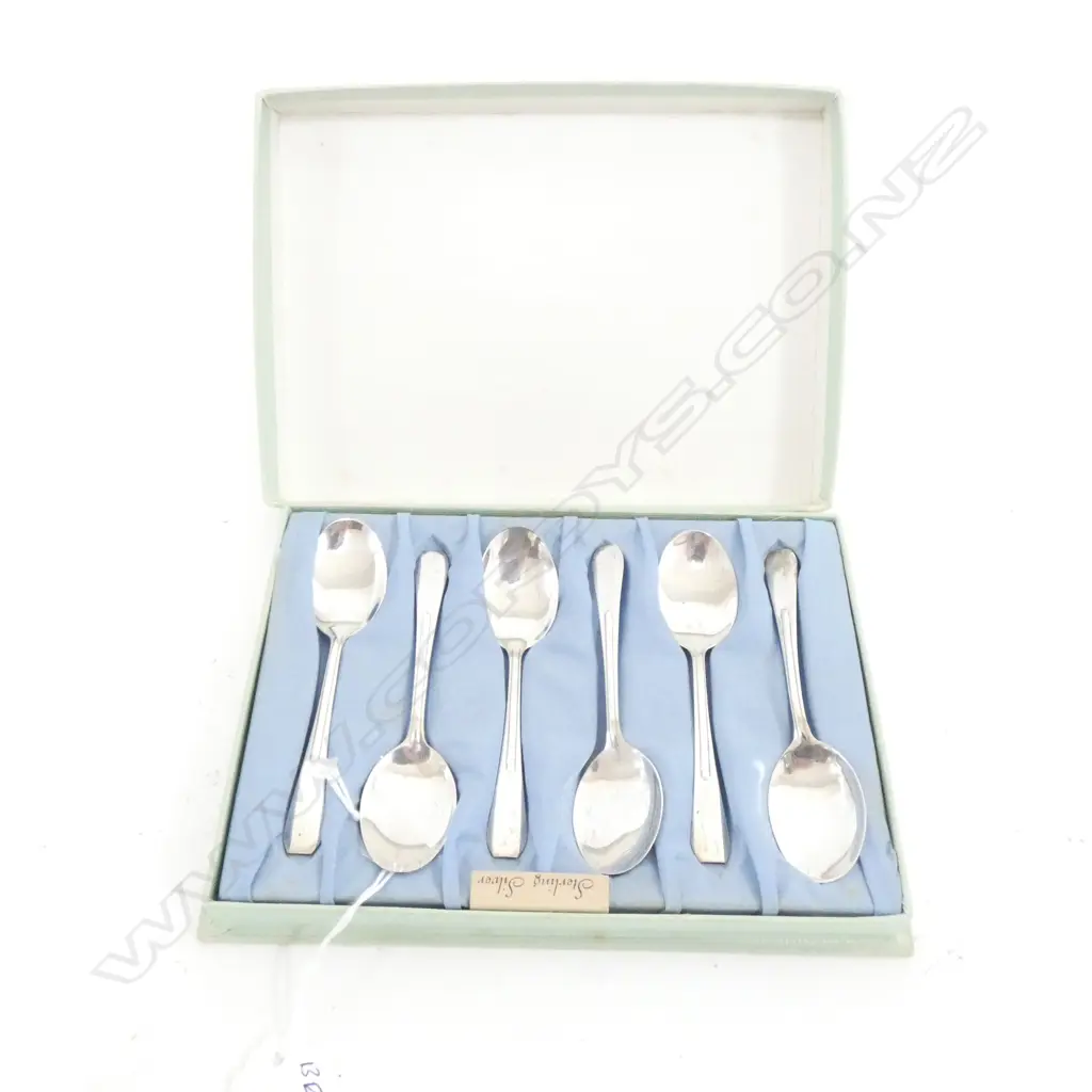 6 NZ STG SILVER BOXED TEASPOONS STAMPED STG SIL APW Image 1++