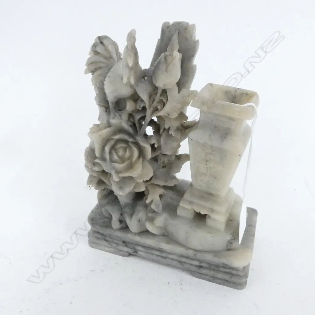 CHINESE SOAPSTONE CARVING OF A ROOSTER AND FLOWERS H 190 MM Image 1++