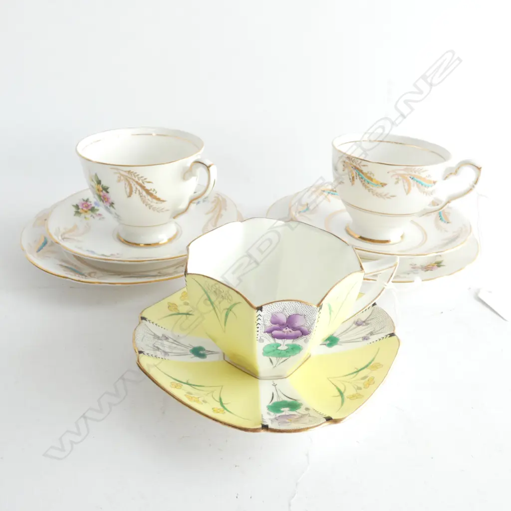 SHELLEY CUP & SAUCER + 2 R/STAFFORD TRIOS Image 1++