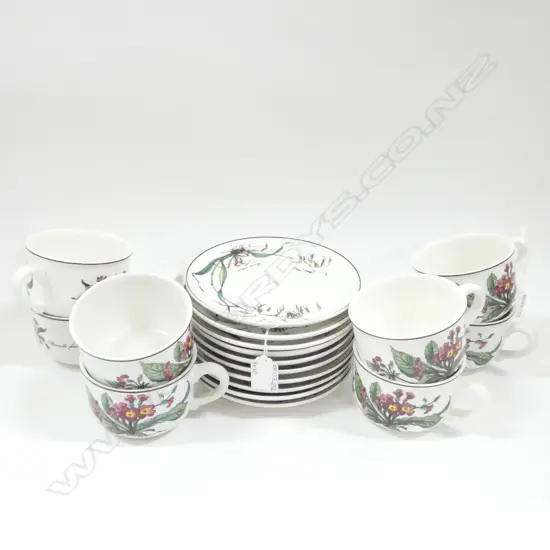 VILLEROY & BOCH BOTANICA LG CUPS (8) & SAUCERS  (10)