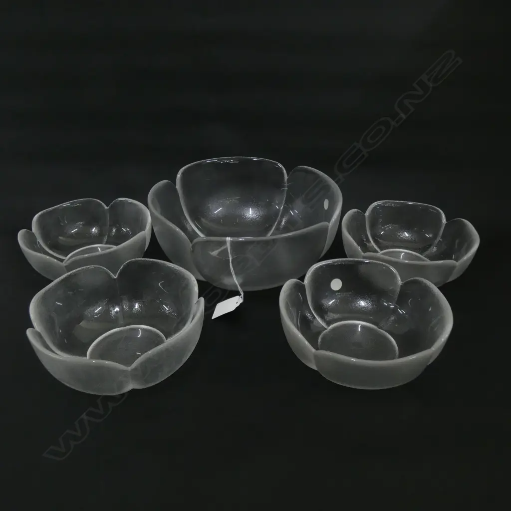 ROSENTHAL GLASS DESSERT SET - LG BOWL (DIA 220MM) & 4 SM (DIA 150MM.... Image 1++