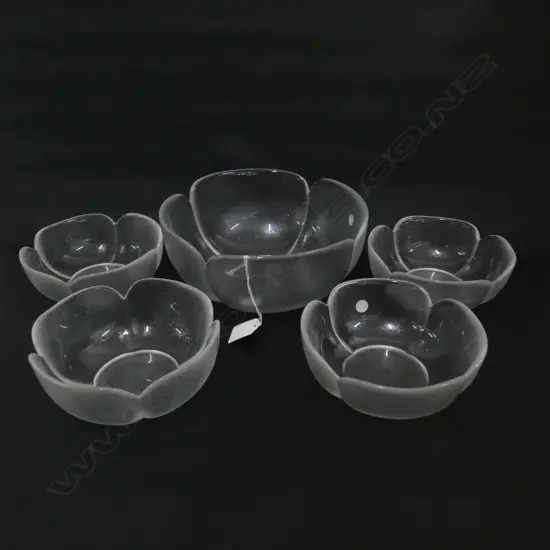 ROSENTHAL GLASS DESSERT SET - LG BOWL (DIA 220MM) & 4 SM (DIA 150MM....