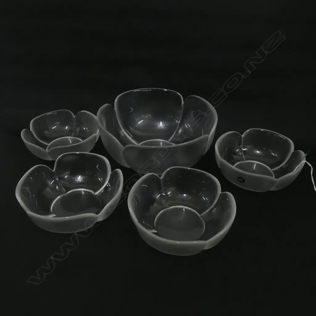 ROSENTHAL GLASS DESSERT SET - LG BOWL (DIA 220MM) & 4 SM (DIA 150MM.... Image 1++