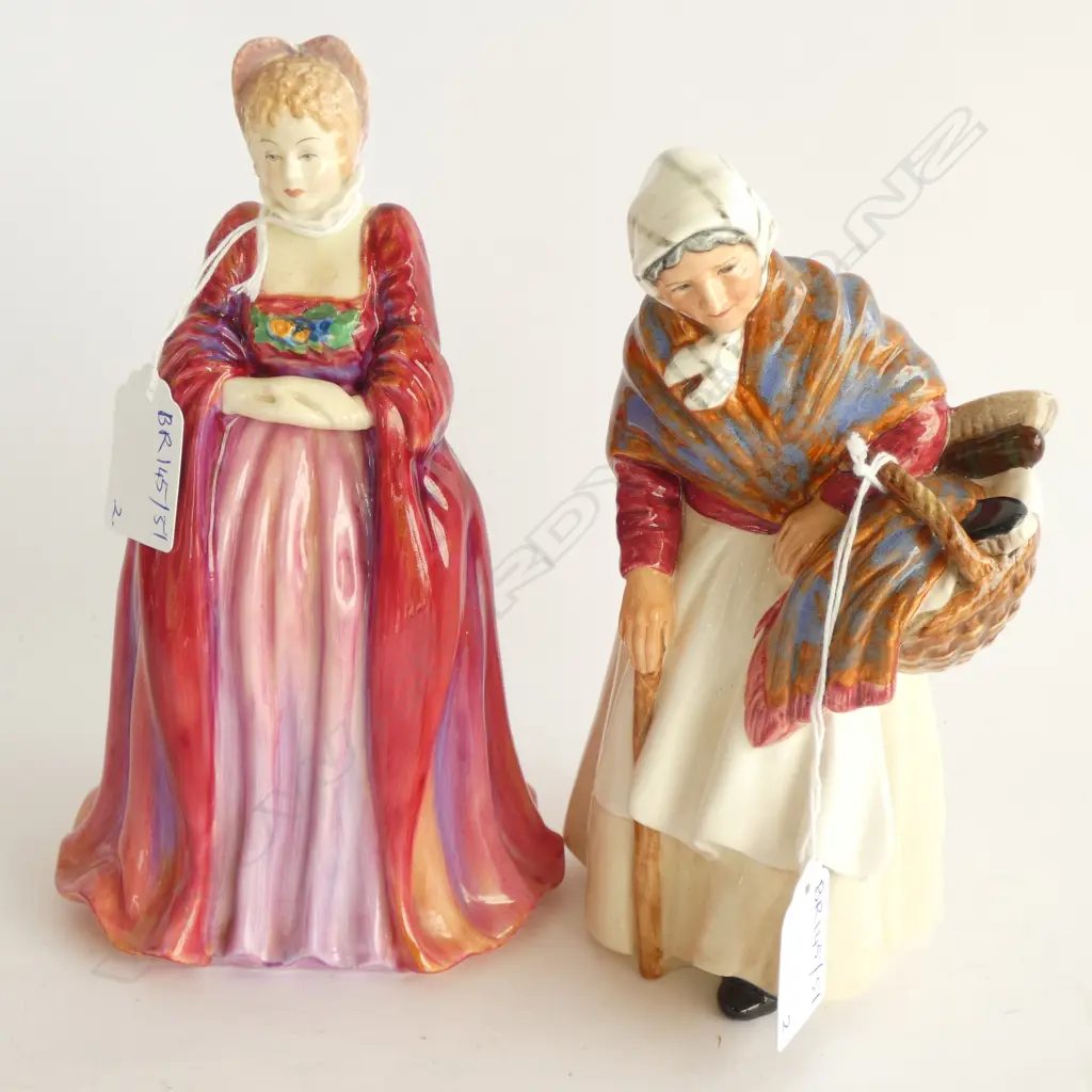 2 FIGURINES; R/DOULTON 'GRANDMA' HN2052 + PARAGON 'LADY ELIZABETH' EB2 H.195mm Image 1++