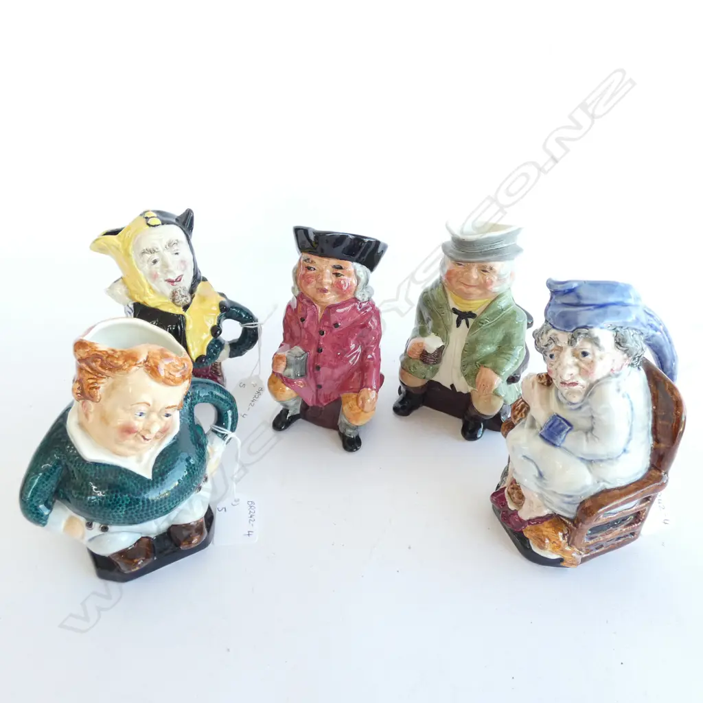 FIVE CHARACTER JUGS INCL. FAT BOY / SCROOGE ETC.  - TALLEST 165MM Image 1++