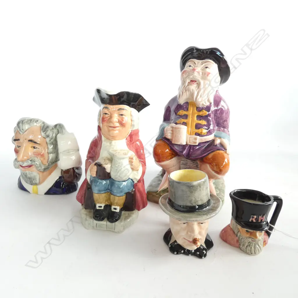 FIVE ASST. CHARACTER JUGS; LARGEST H.185MM / SMALLEST H.50MM Image 1++
