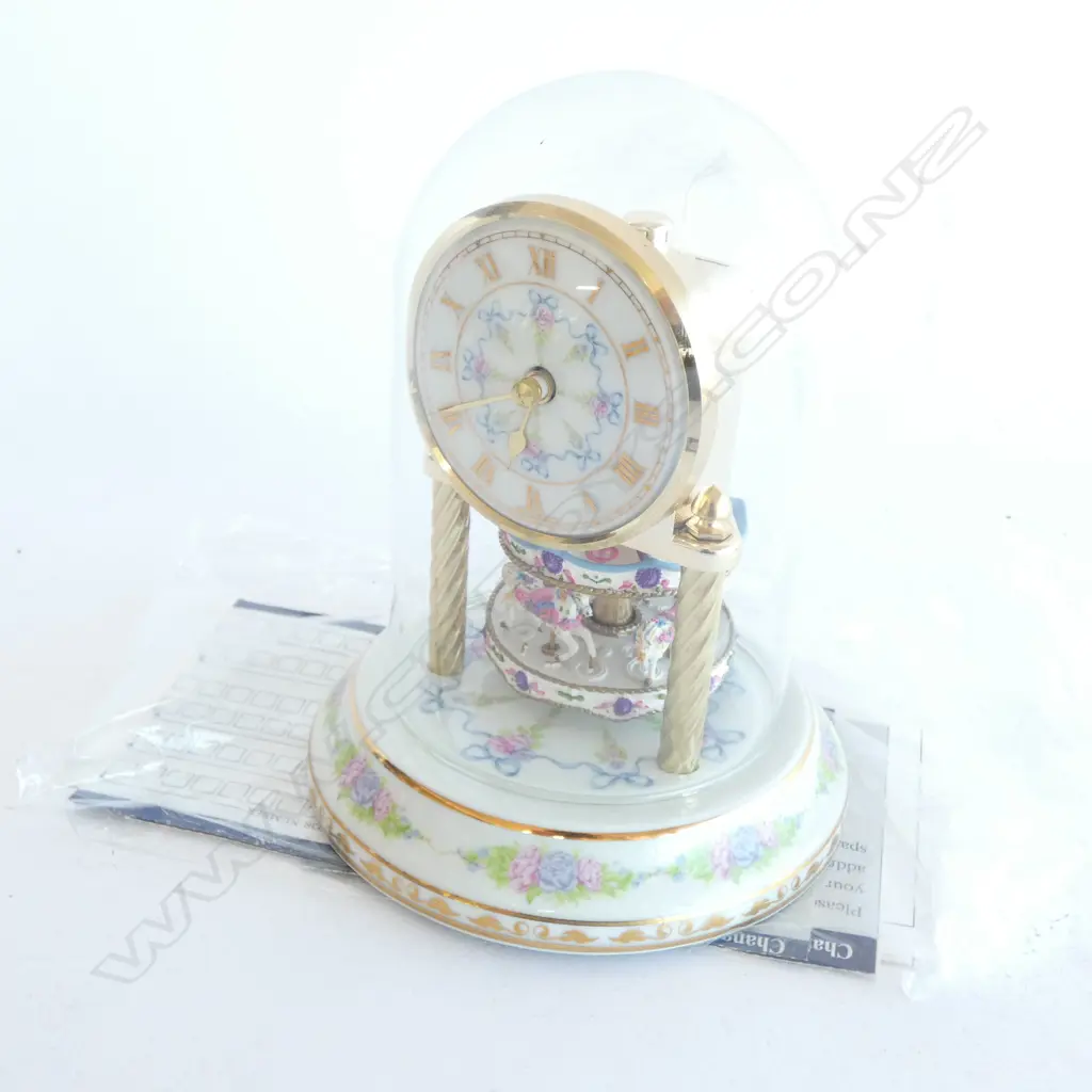 FRANKLIN MINT THE CAROUSEL ANNIVERSARY CLOCK H. 190MM - COMPLETE WITH CERTIFICATES ETC. Image 1++