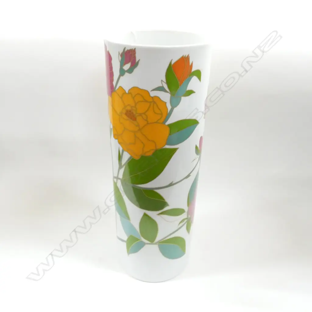 LG ROSENTHAL STUDIO LINE ENAMEL PAINTED FLORAL UMBRELLA STAND H. 560 X 190MM Image 1++