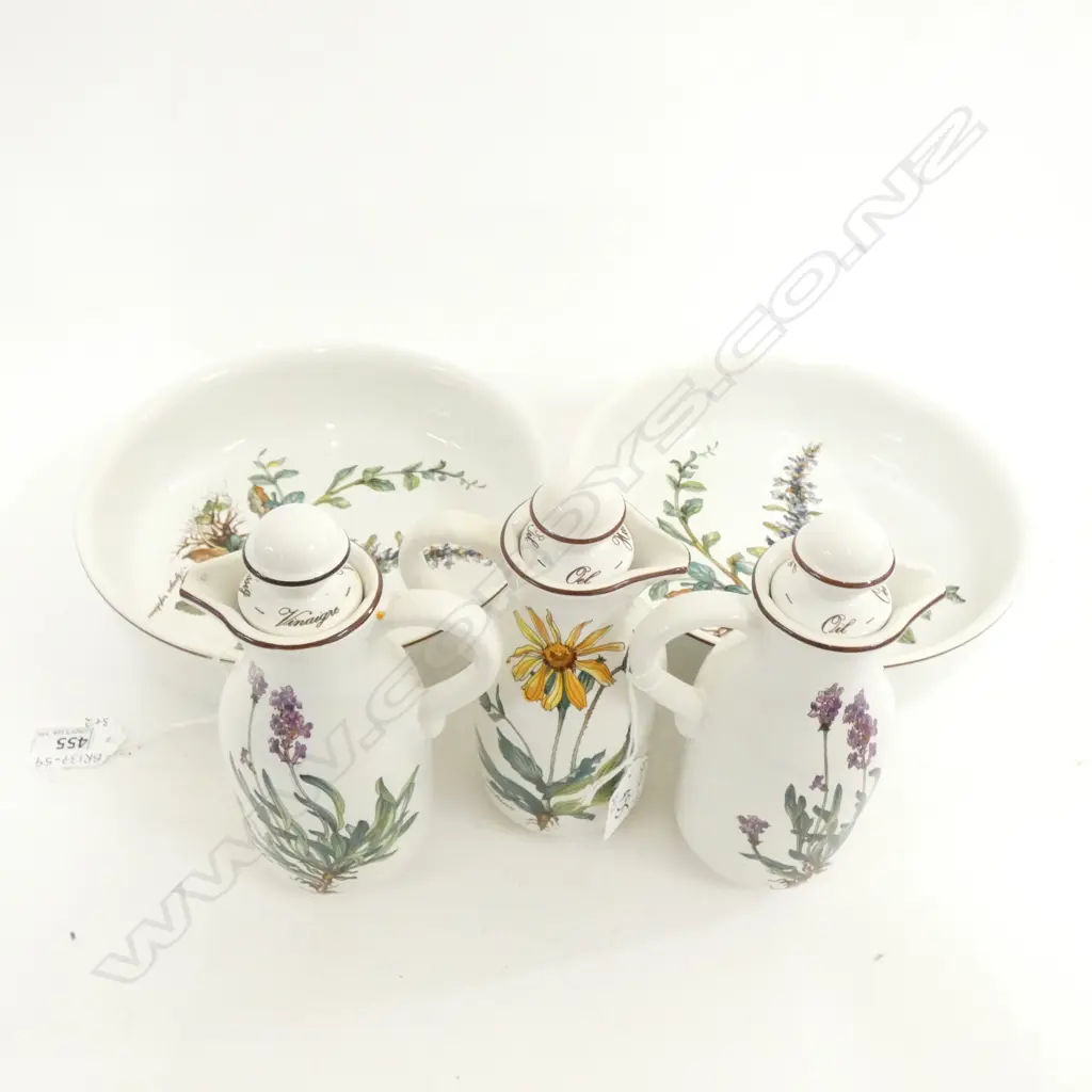 VILLEROY & BOCH BOTANICA; 3 OIL & VINEGAR JARS WITH STOPPERS & 2 SERVING DISHES (DIA 200MM) Image 1++