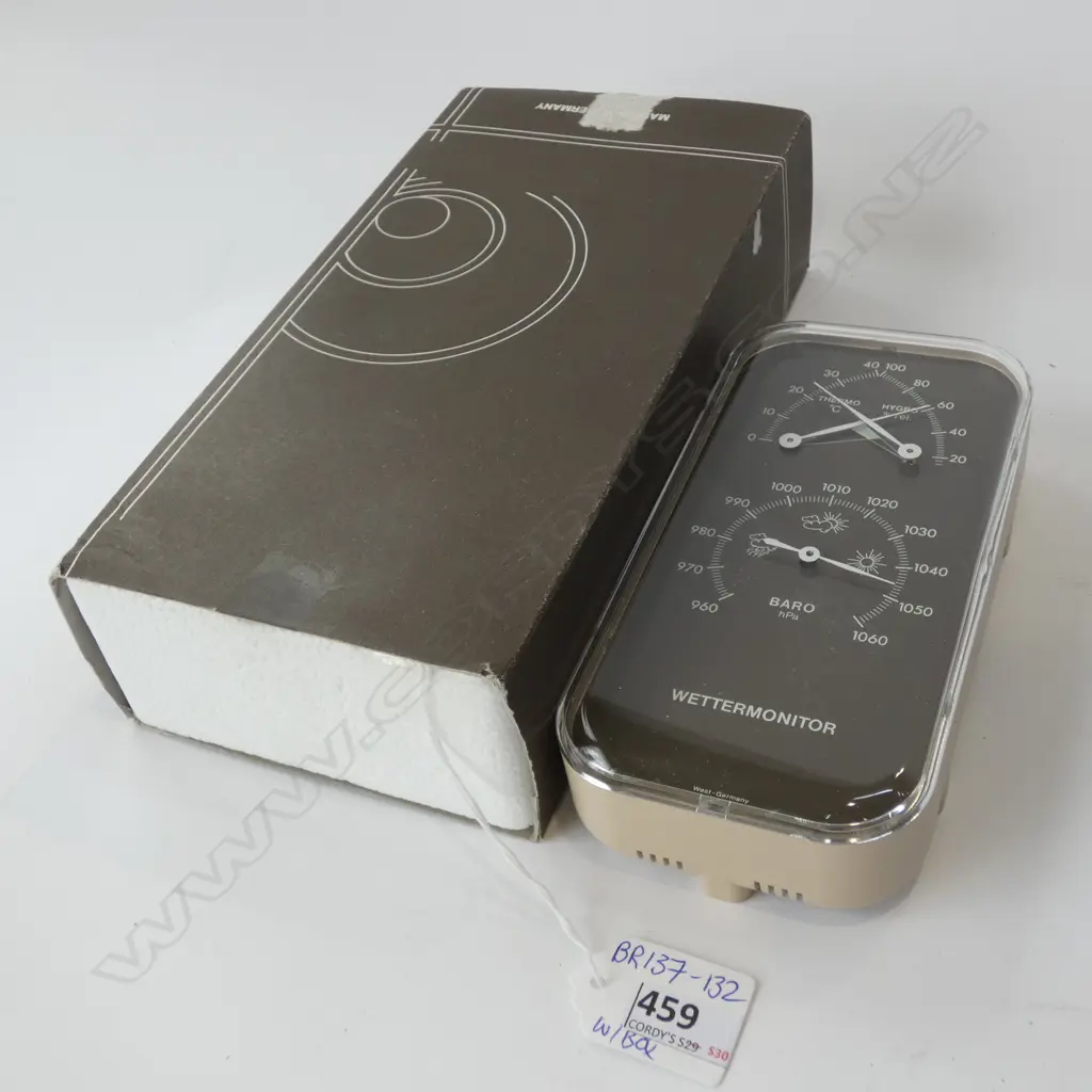 WEST GERMAN WETTERMONITOR (BAROMETER/THERMOMETER & HYGROMETER) IN ORIGINAL BOX (160 X 80MM) Image 1++