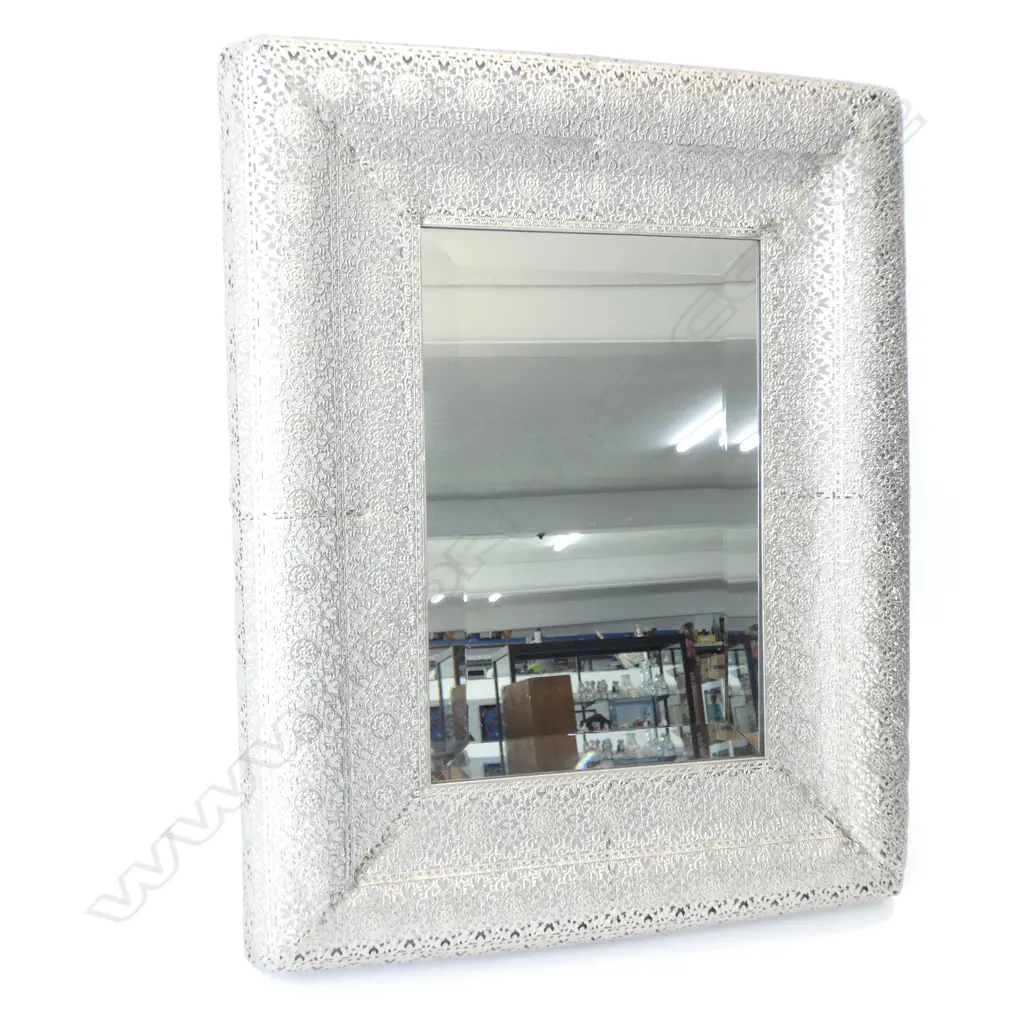 SILVER METAL MORROCAN BEVELLED MIRROR 500x400mm Image 1++
