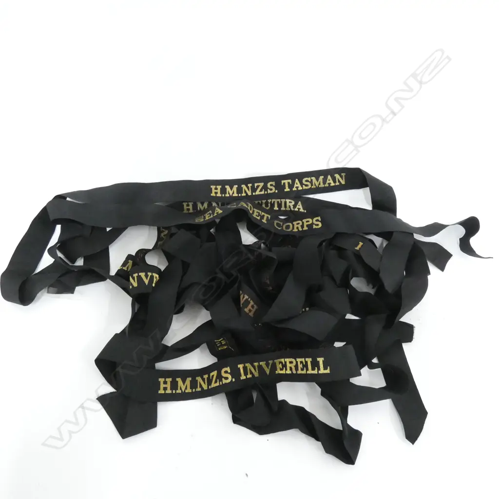 BAG ASST. NAVAL HAT RIBBONS INCL HMNZS WAIKATO ETC Image 1++