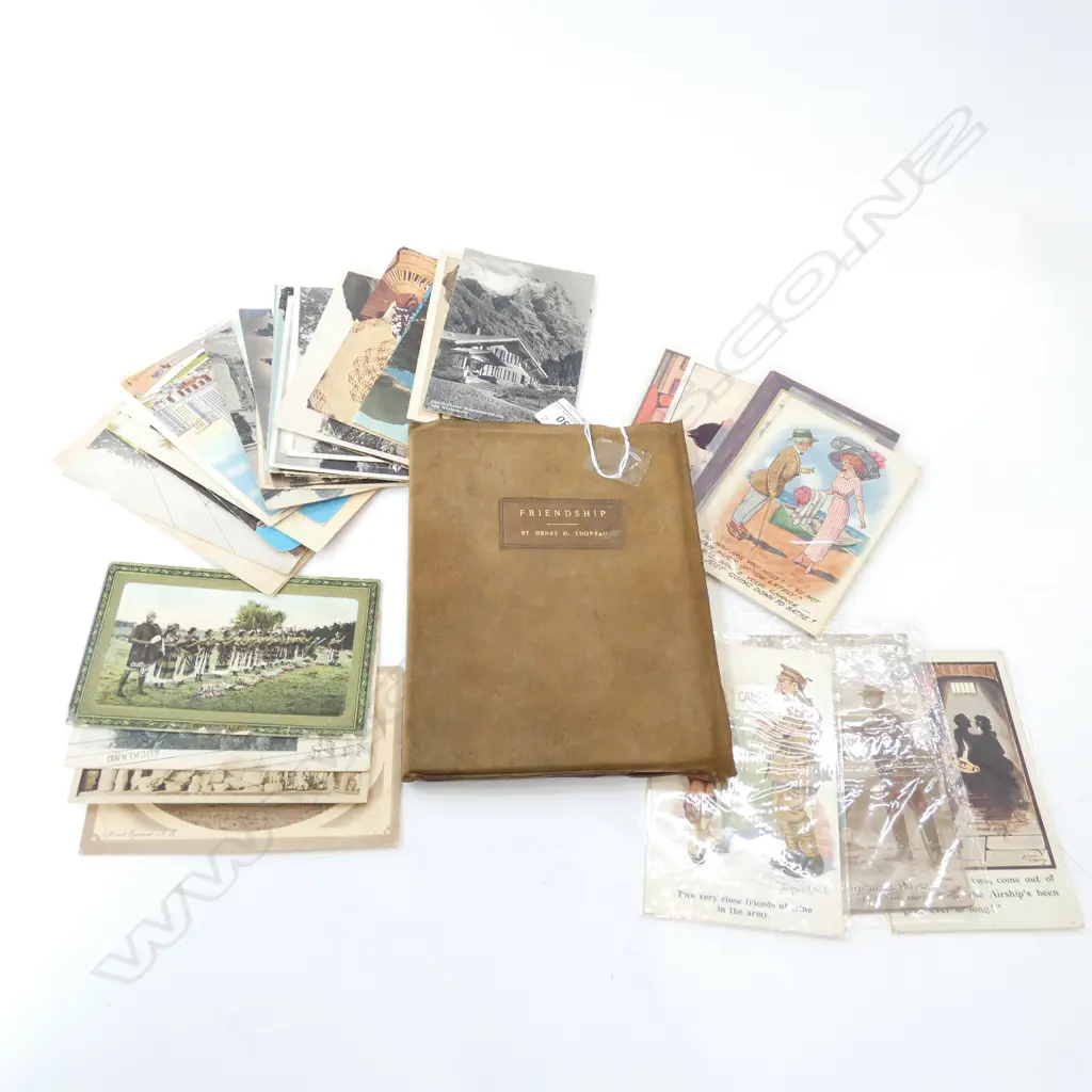 ASST OLD POSTCARDS; WAR ERA / HUMEROUS / OLD WORLD & NZ + 1944 FRIENDSHIP BOOK Image 1++